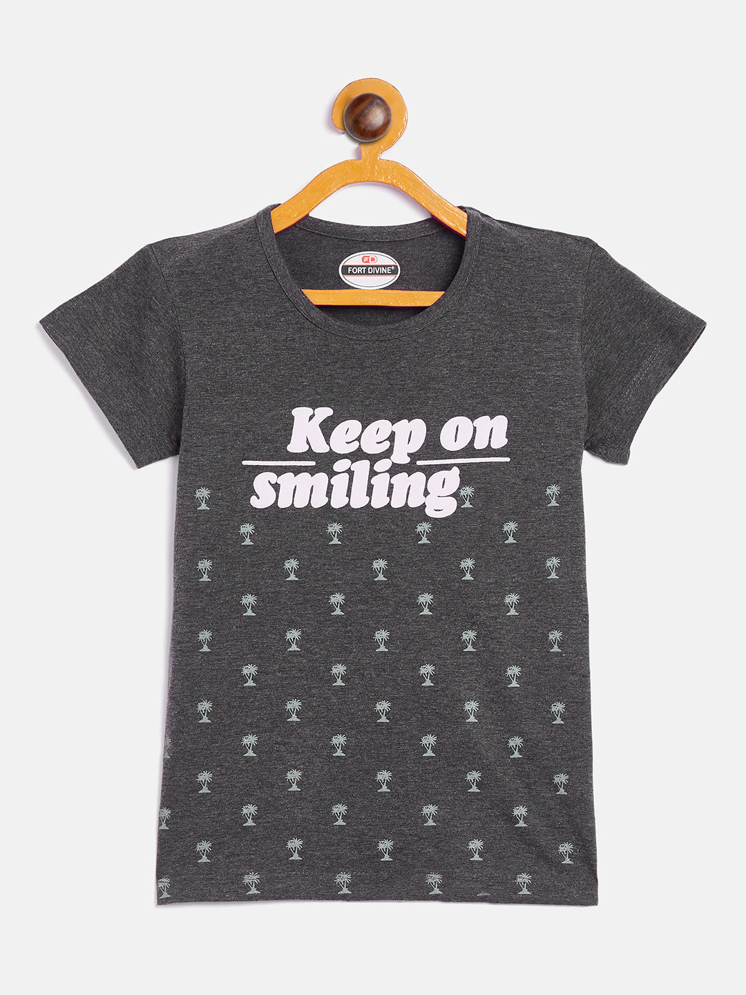Fort Divine girls Talking Wording printed top D.GREY