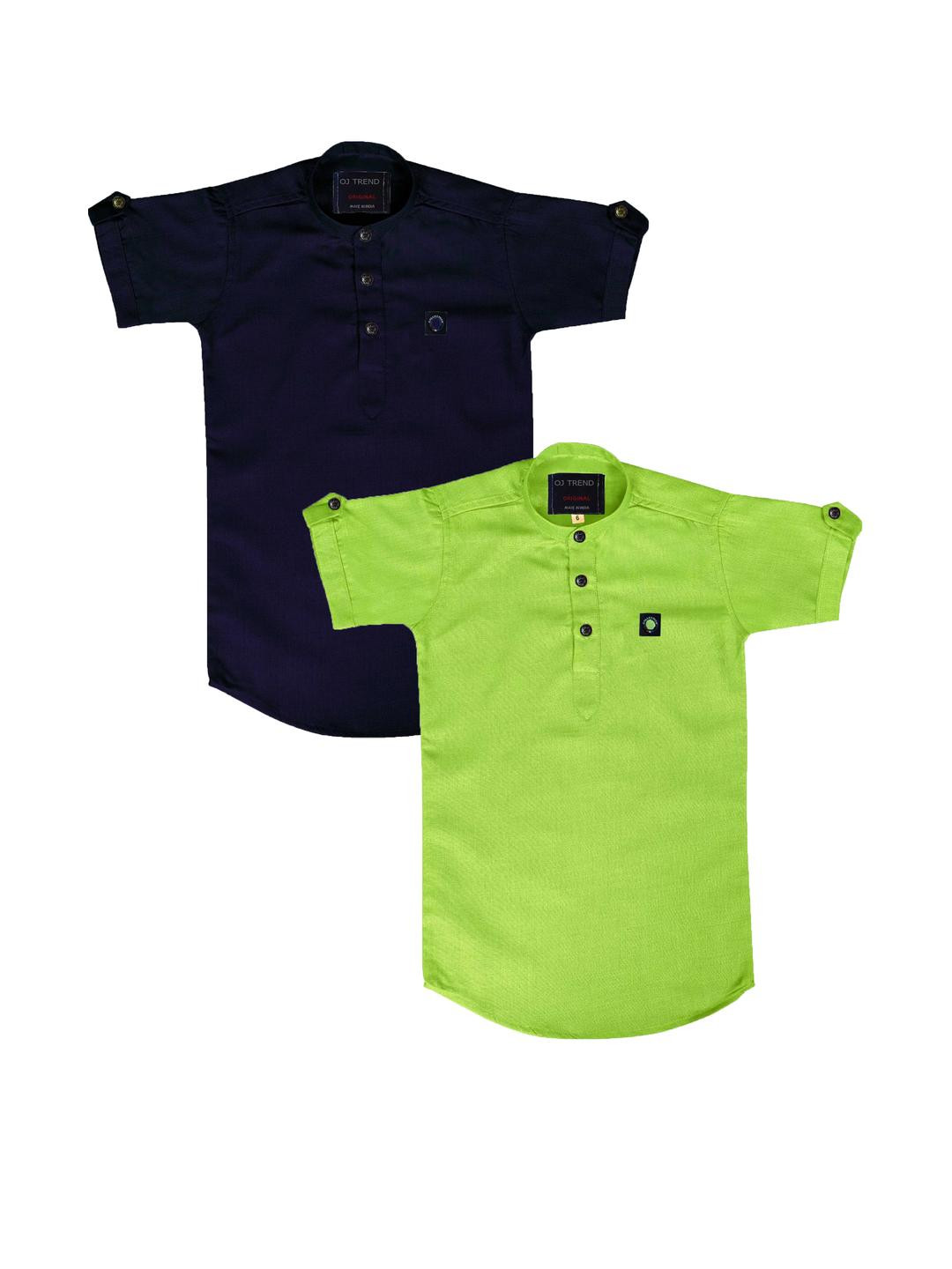 OJ TREND Kids-Boys Navy Blue Kurtas