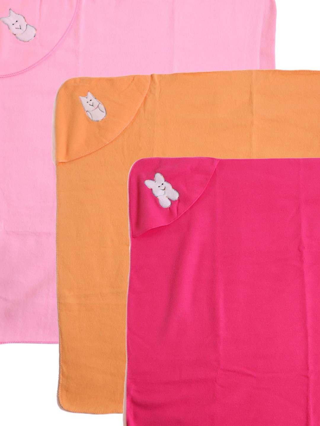 TRUDO Pink And Yellow 3 Piece Fleece Heavy Winter 400 GSM Blanket