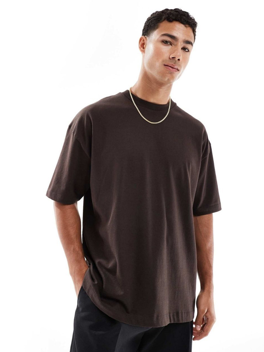 SMAN Oversized Cotton T-shirt with Drop-Shoulder Sleeves