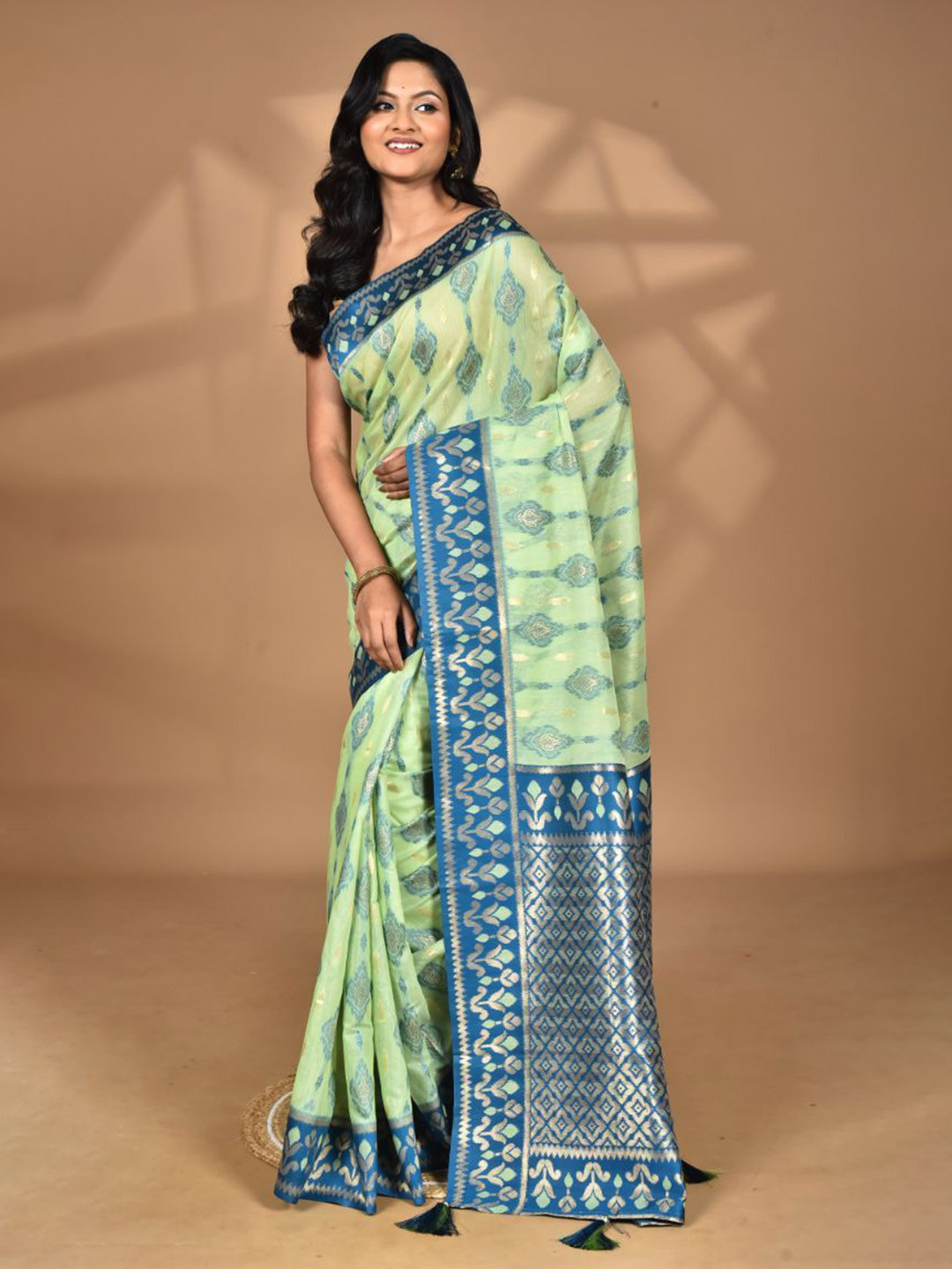 Morchari Woven Design Kashmiri Silk Linen Saree