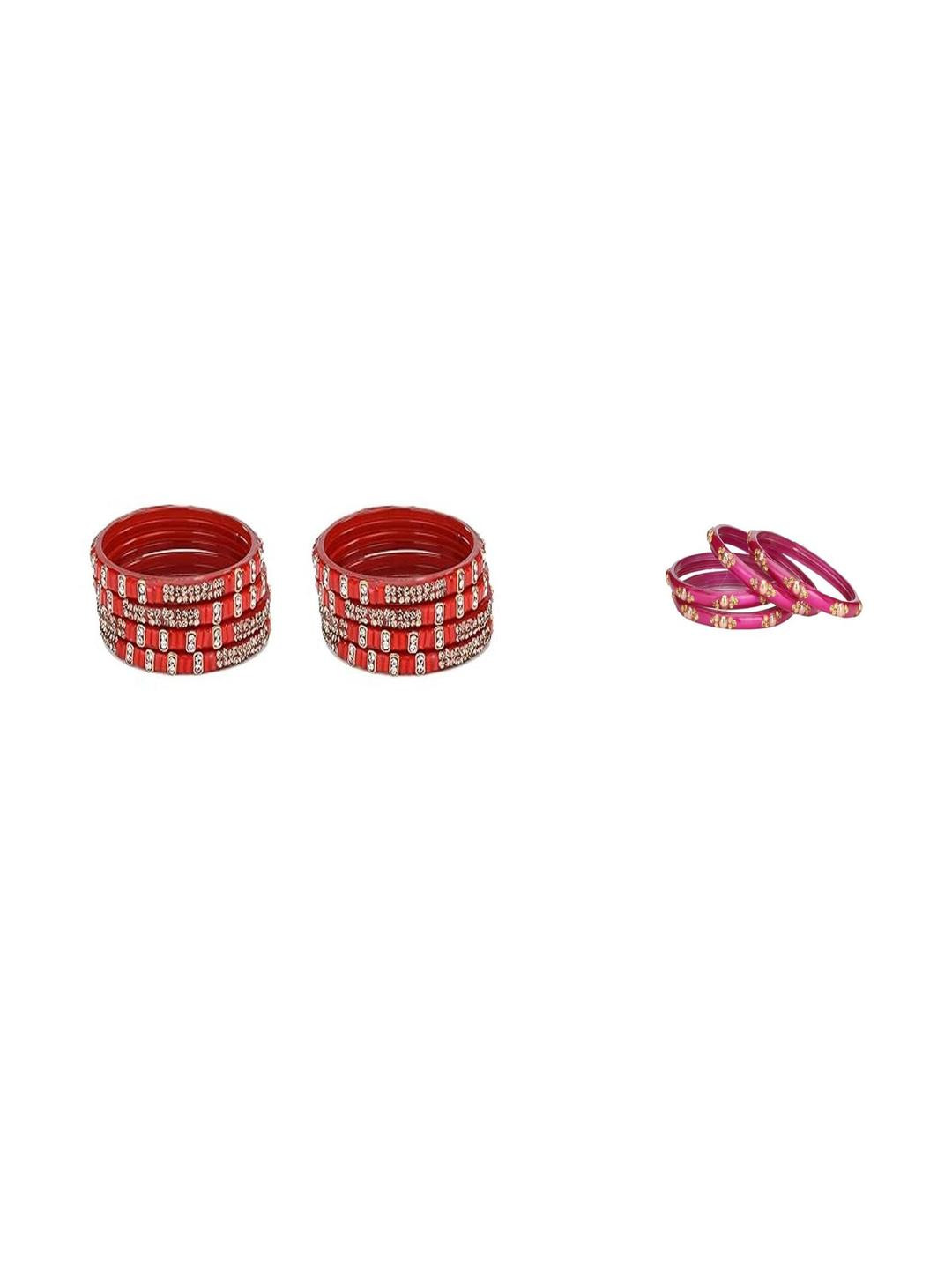 Somil Combo Glass Bangles For Women | Traditional Bangles Set | Daily, Festive & Party, Combo Of 2 Set, Red, Multicolor