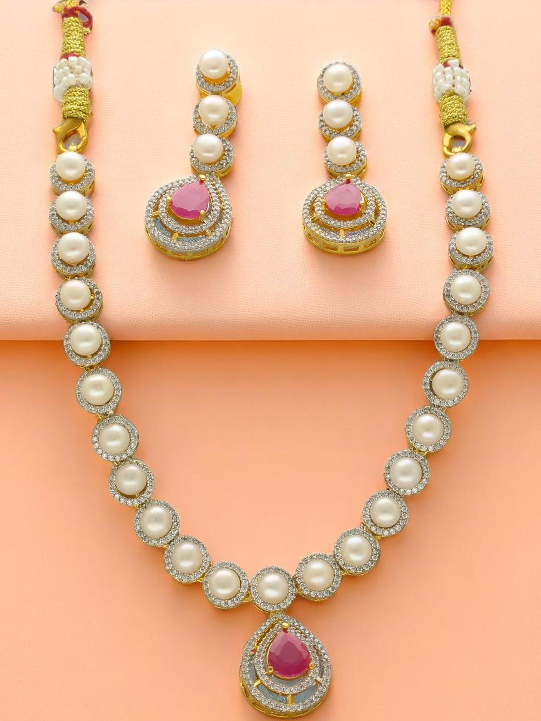 Sri Jagdamba Pearls Imperial Drape Pearl Necklace Set