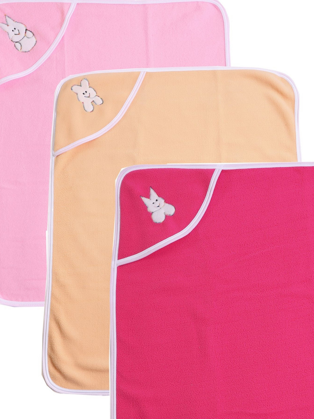 TRUDO Pink And Yellow 3 Piece Fleece Heavy Winter 400 GSM Blanket