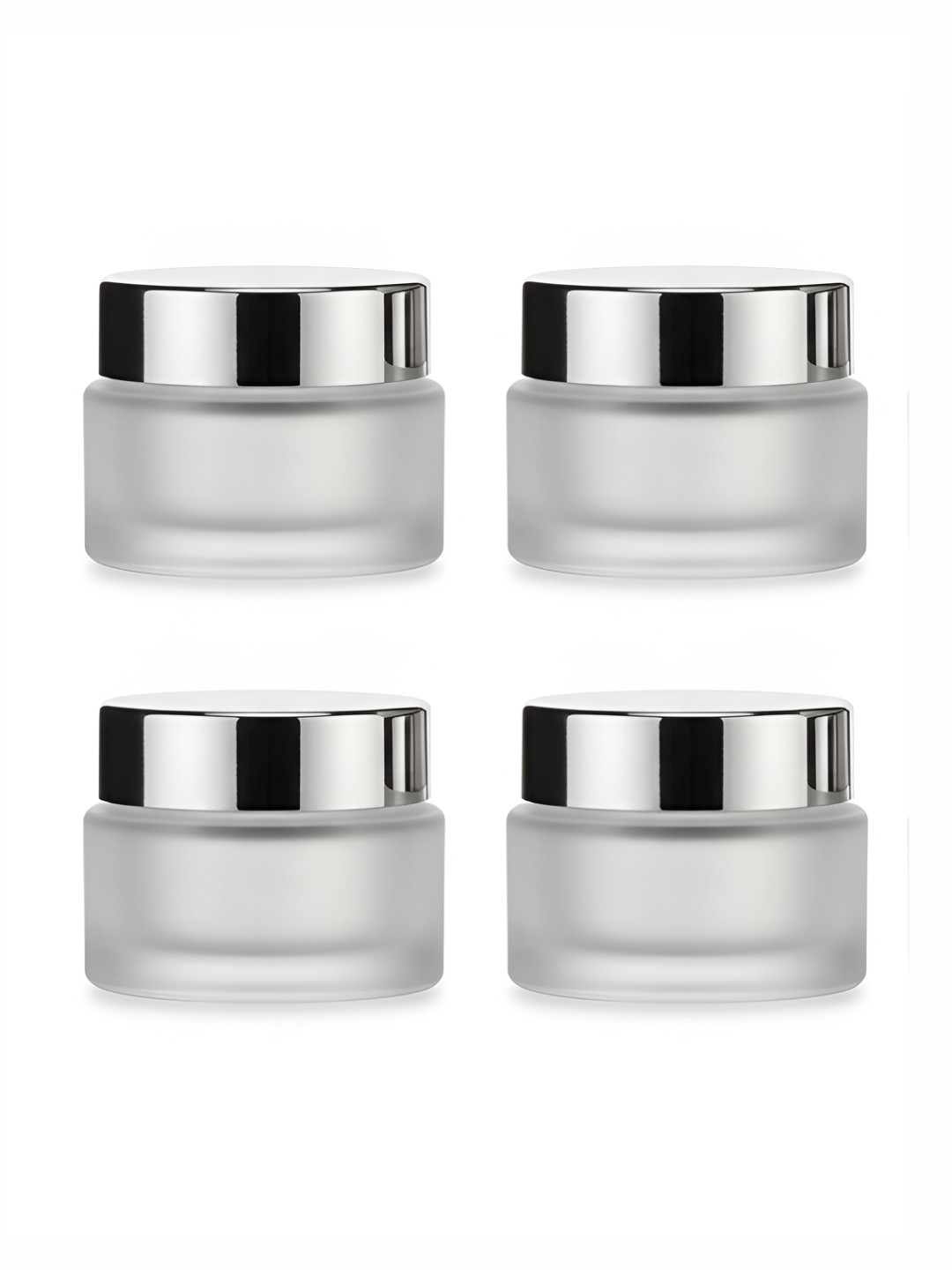 DEVINEZ White & Grey 4 Pieces Glass Frosted Cosmetic Jars With Lid - 30 G Each