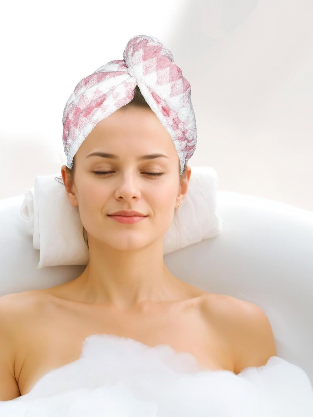 HOUSSE Blue & Pink 2 Pieces Geometric Pattern Microfiber 300 GSM Bath Towels