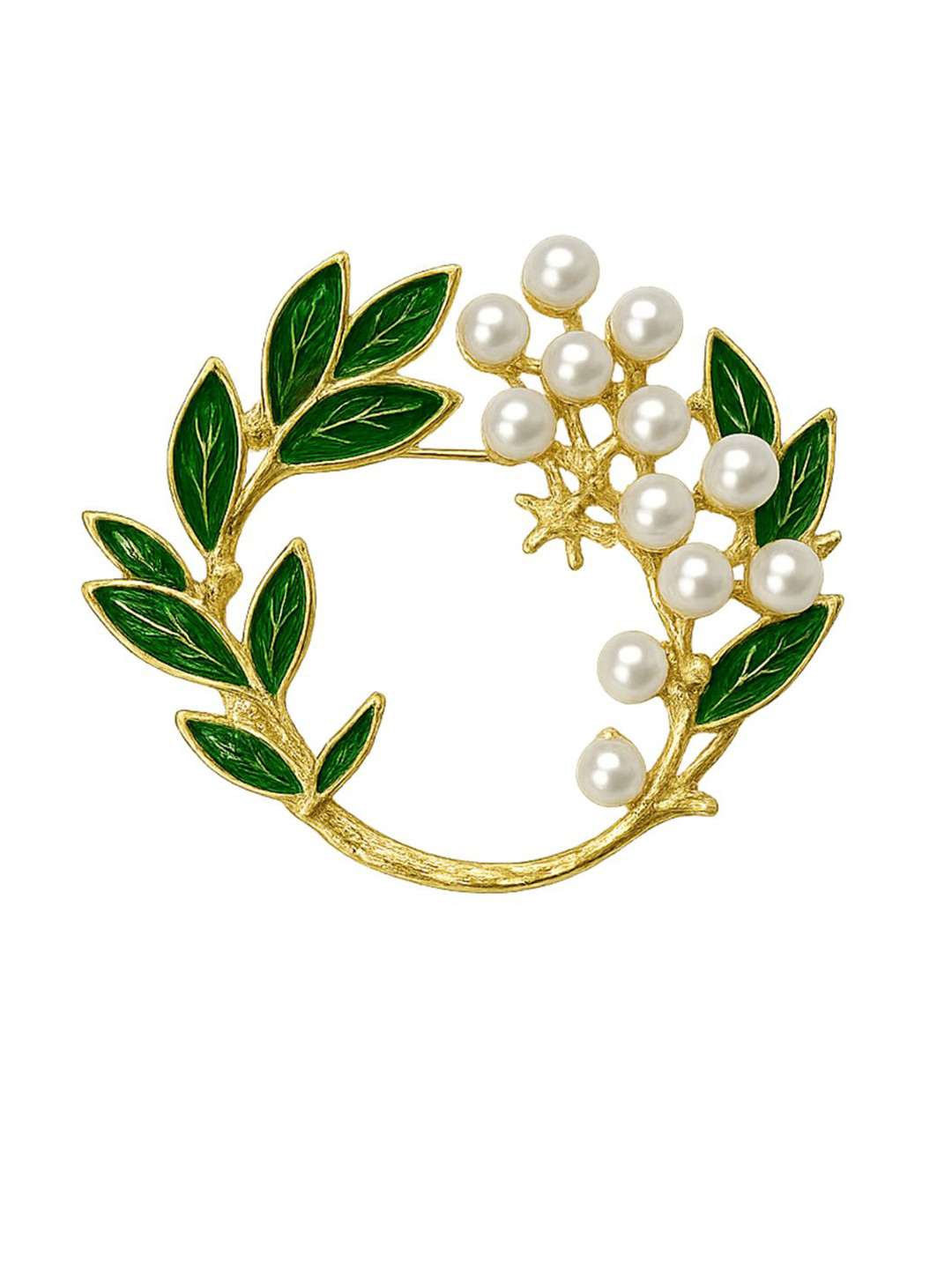 Leonardi Men Pearls Beaded Statement Leaf  Brooch
