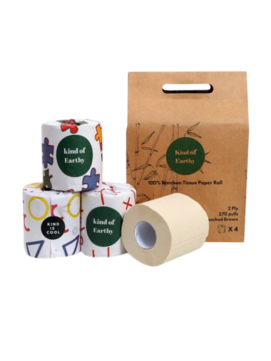 Kind of Earthy Set Of 4 Bamboo Tissues Rolls - 270 Pulls Each