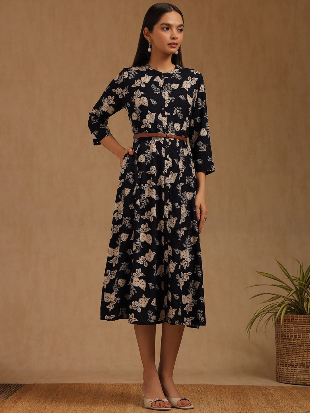 Soch Botanical Printed A-Line Midi Dresses