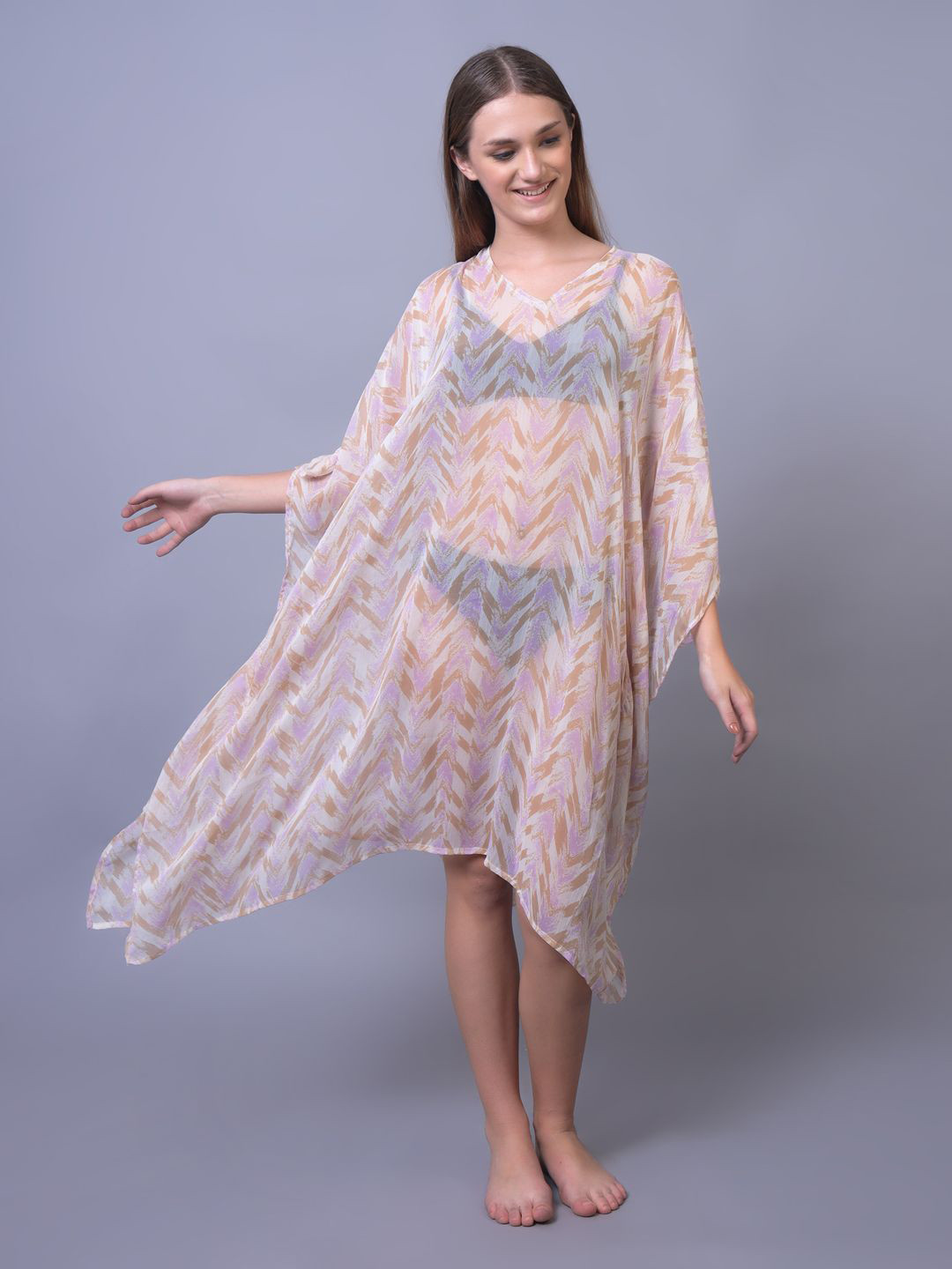 Punnu Printed V-Neck Kaftan Nightdress