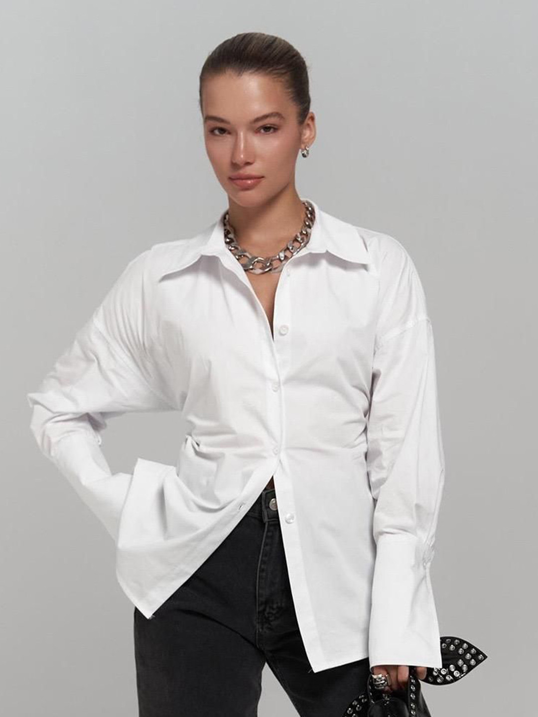 Miss Mosa By Akanksha   Nelli Statement Formal Shirt In White