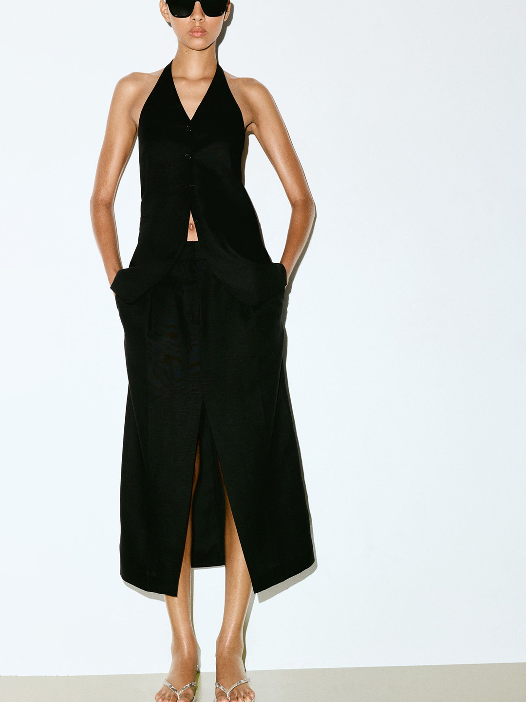 H&M Linen-Blend Pencil Skirt