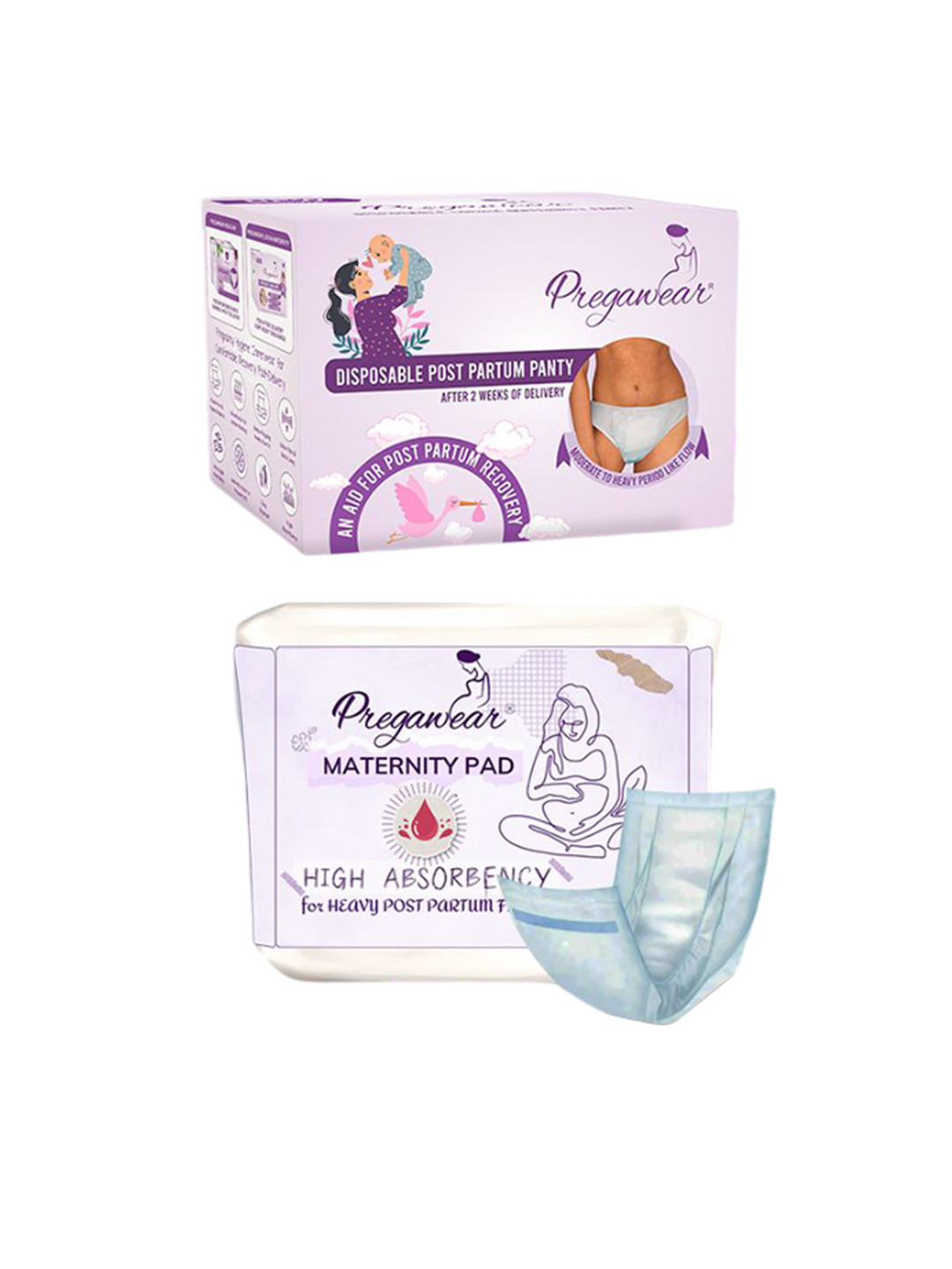 Pregawear Pack Of 20 Post Partum & Maternity Disposable Padded Briefs