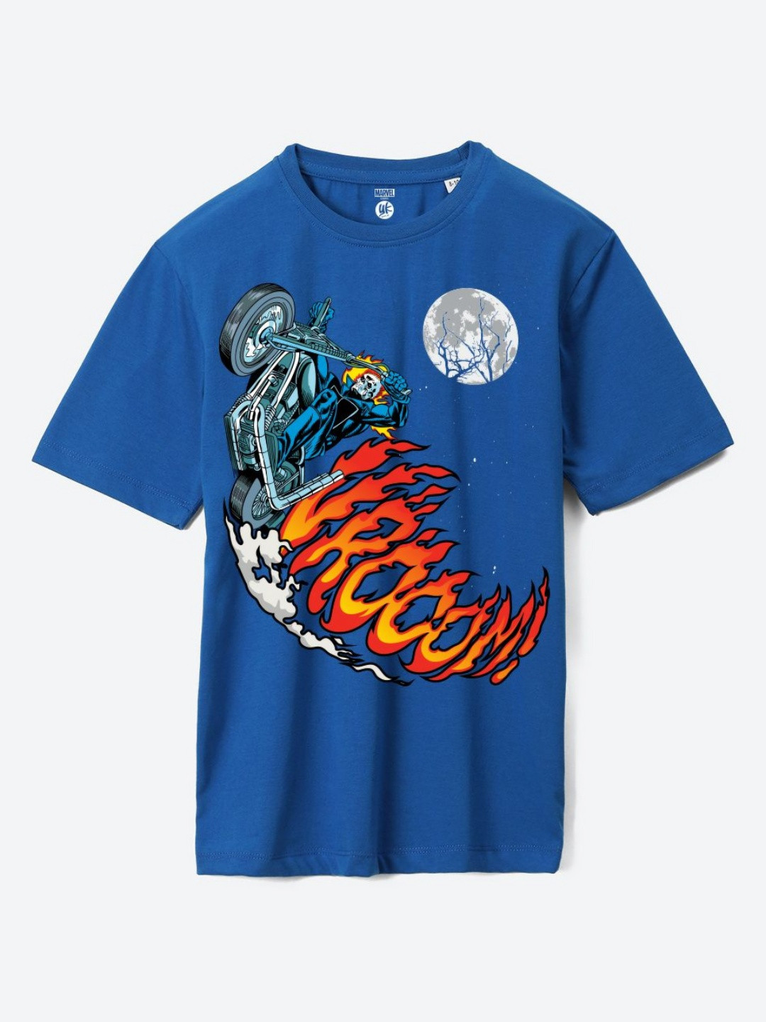 YK Marvel Boys Ghost Rider Graphic Printed Round Neck Cotton Oversized T-shirt