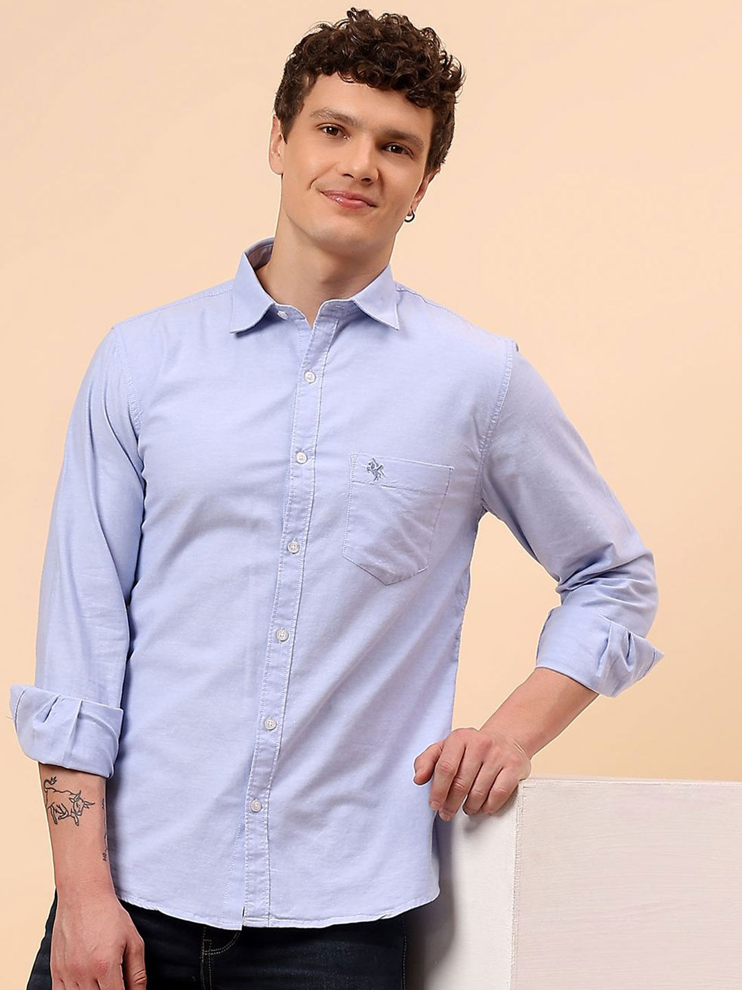 Cantabil Comfort Ft Spread Collar Cotton Shirt