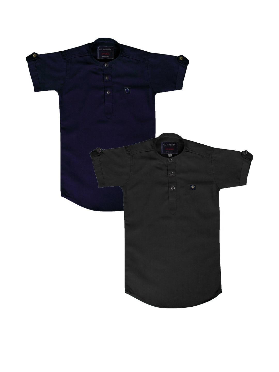 OJ TREND Kids-Boys Navy Blue Kurtas