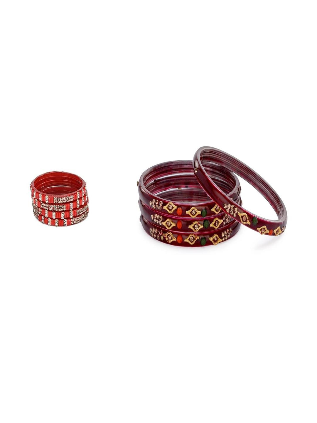Somil Combo Glass Bangles For Women | Traditional Bangles Set | Daily, Festive & Party, Combo Of 2 Set, Red, Maroon