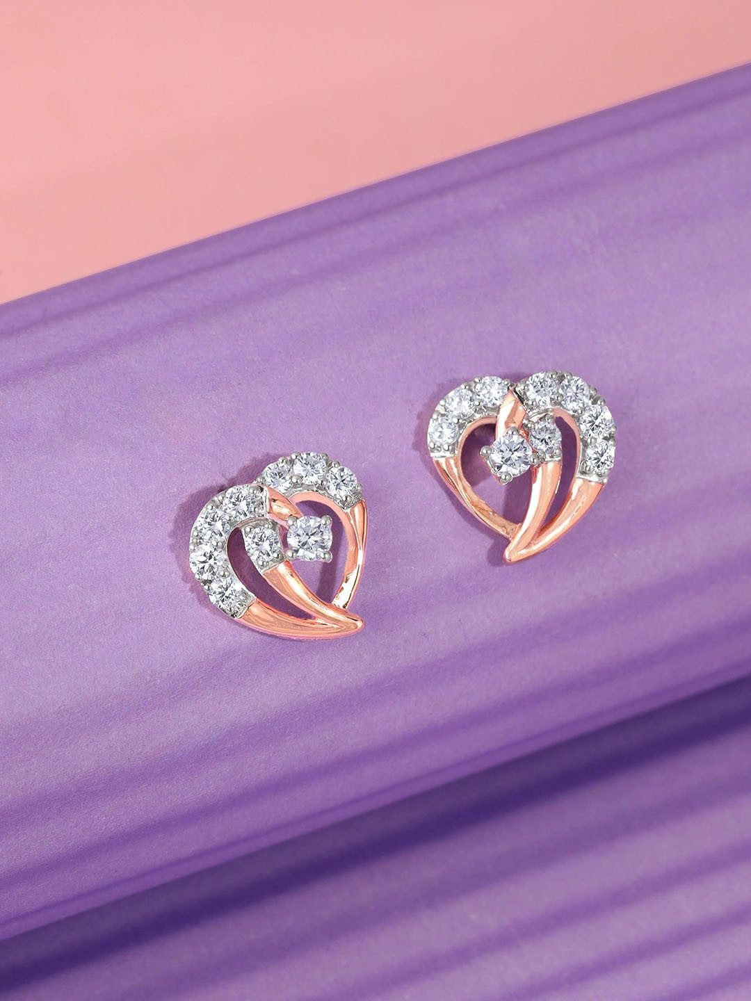 GIVA 18KT Rose Gold Happy Love Lab Grown Diamond Studs-2.19 gms