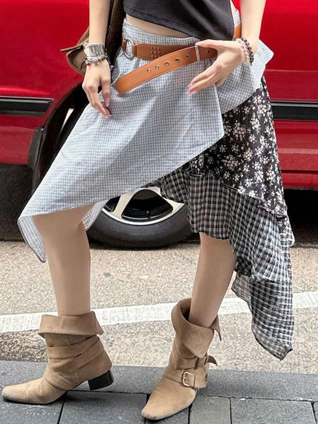 LULU & SKY Patchwork Asymmetrical Skirt