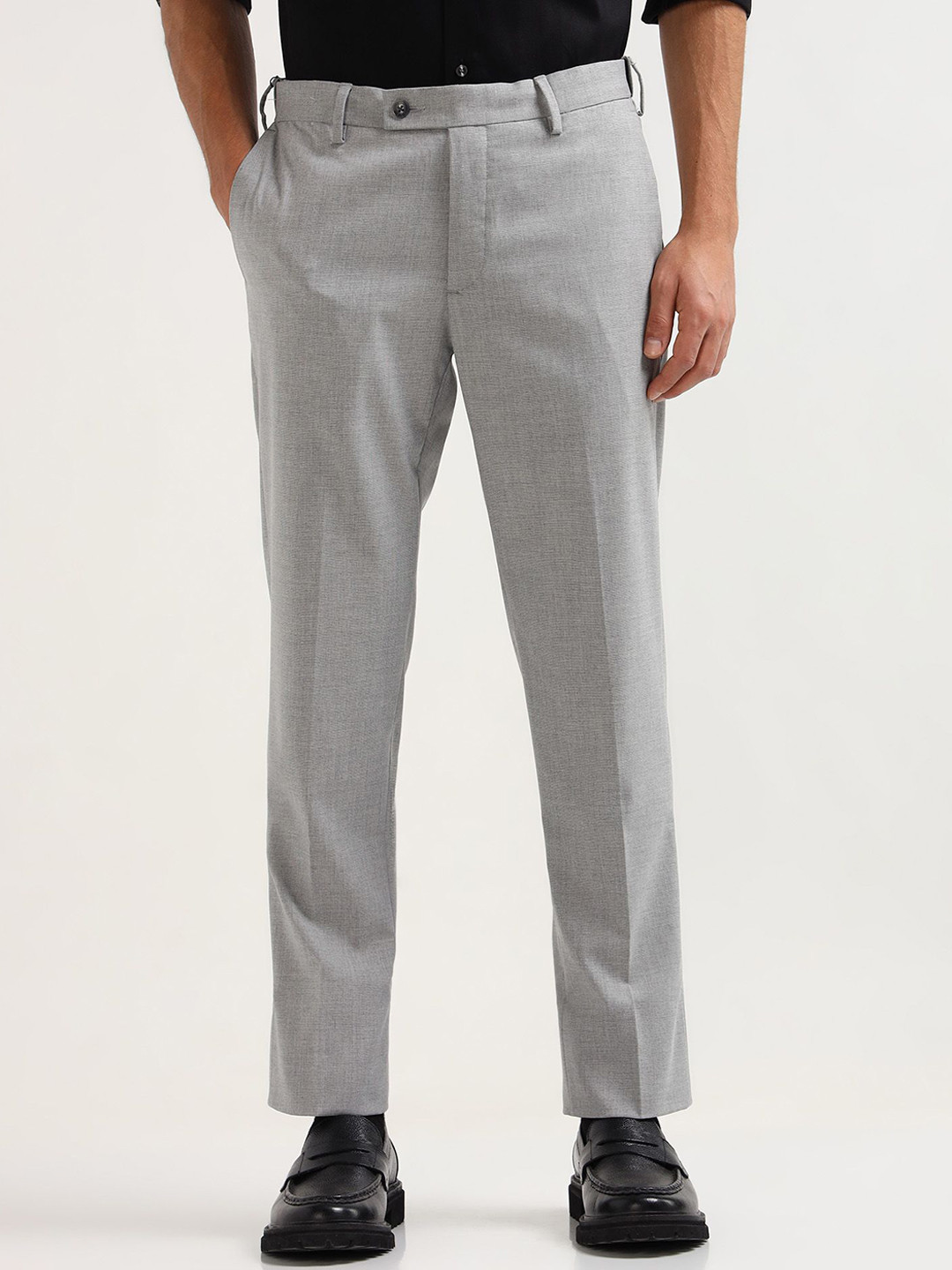 Arrow Men Heathered Slim Fit Mid-Rise Formal Trouser
