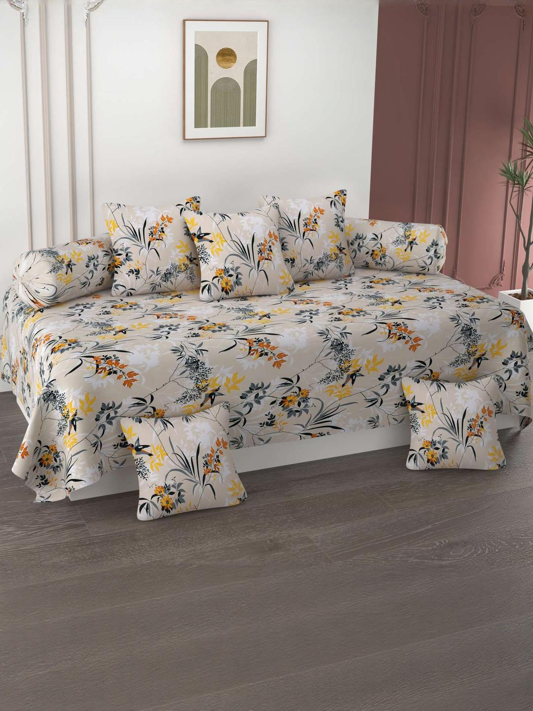 HIYANSHI HOME FURNISHING Set of 8 Bedsheet, Cushion Covers & Bolster Covers Diwan Set
