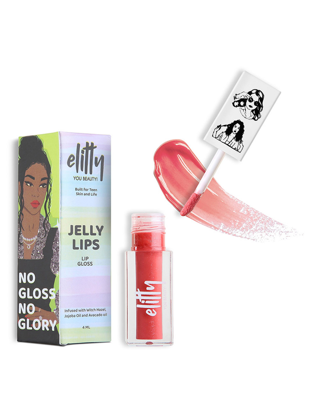 Elitty Teen Girls Jelly Lips Long-Lasting Lip Gloss with Witch Hazel 4ml - Pretty Chill