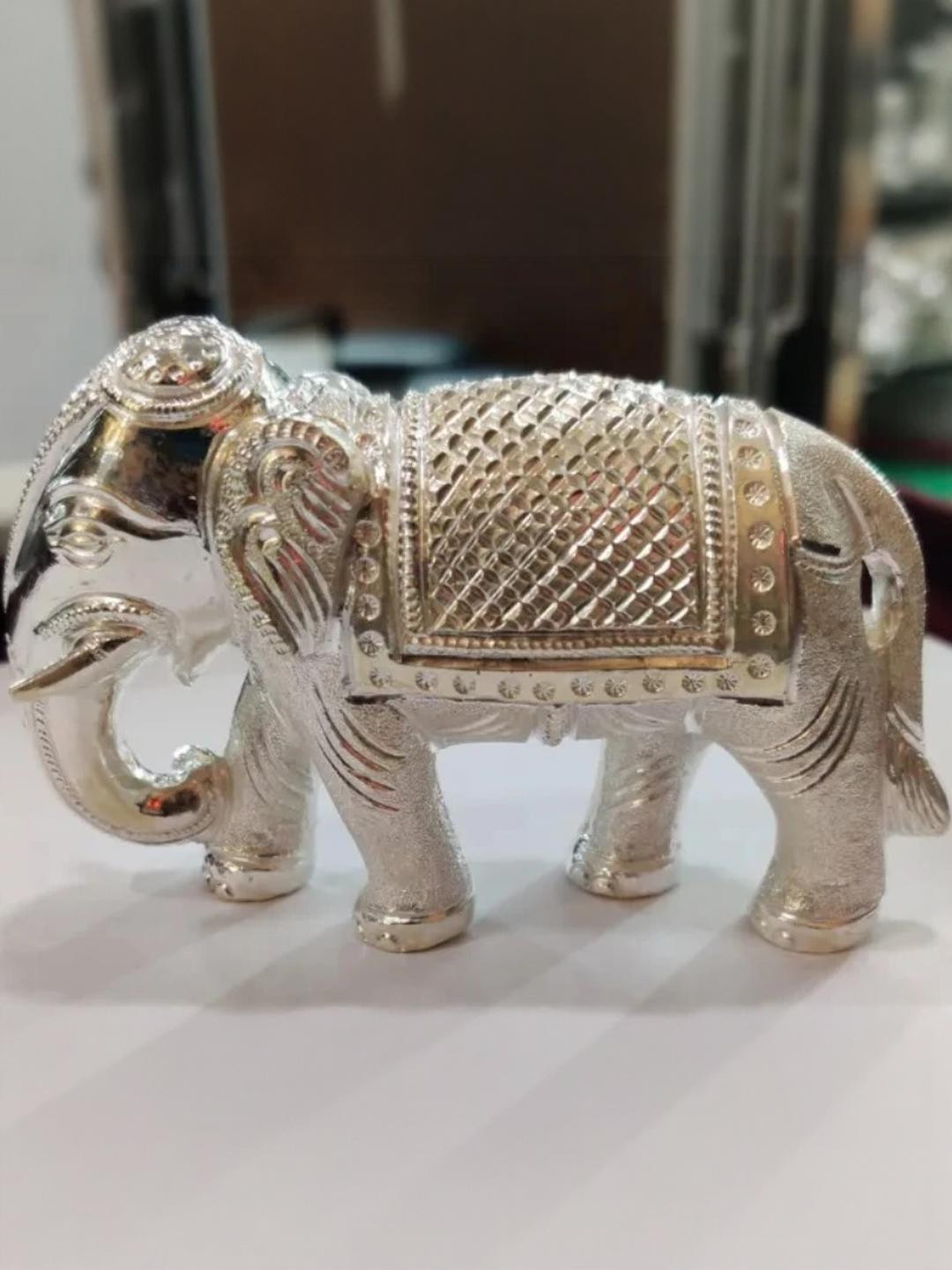 ASTRO-D Silver Elephant, Hathi Idol for Pooja, Vastu and Rahu (50 gm)