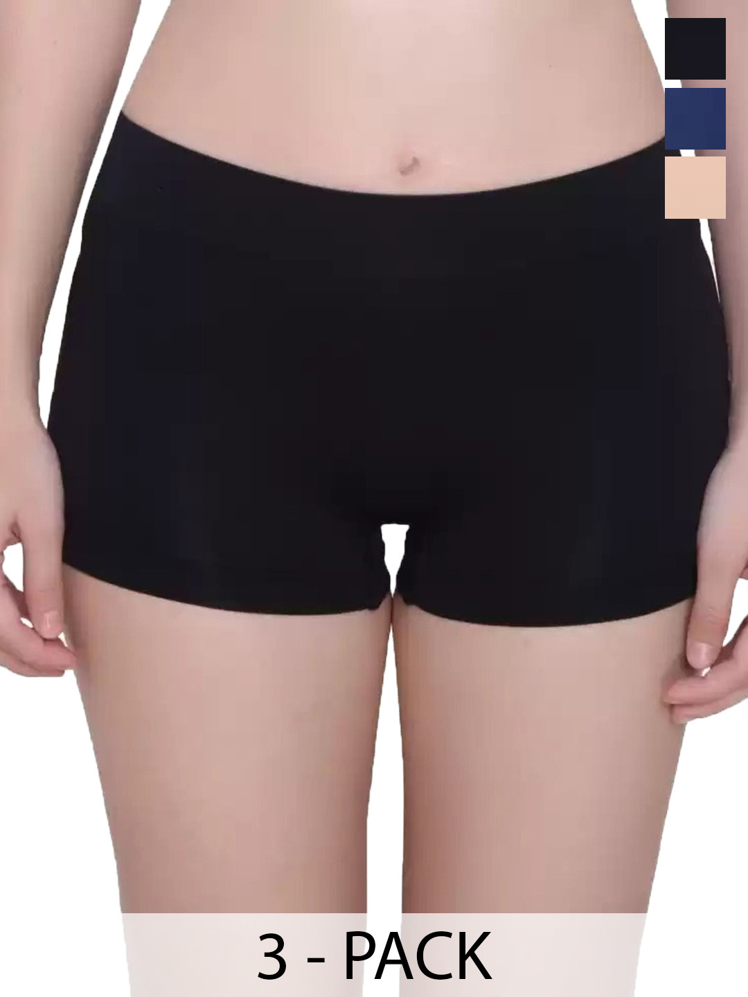 DHANDAI FASHION Pack Of 3 Mid-Rise Boys Shorts Briefs Boy Short Full P(Mo-2+CB-3)BlkBluSkn