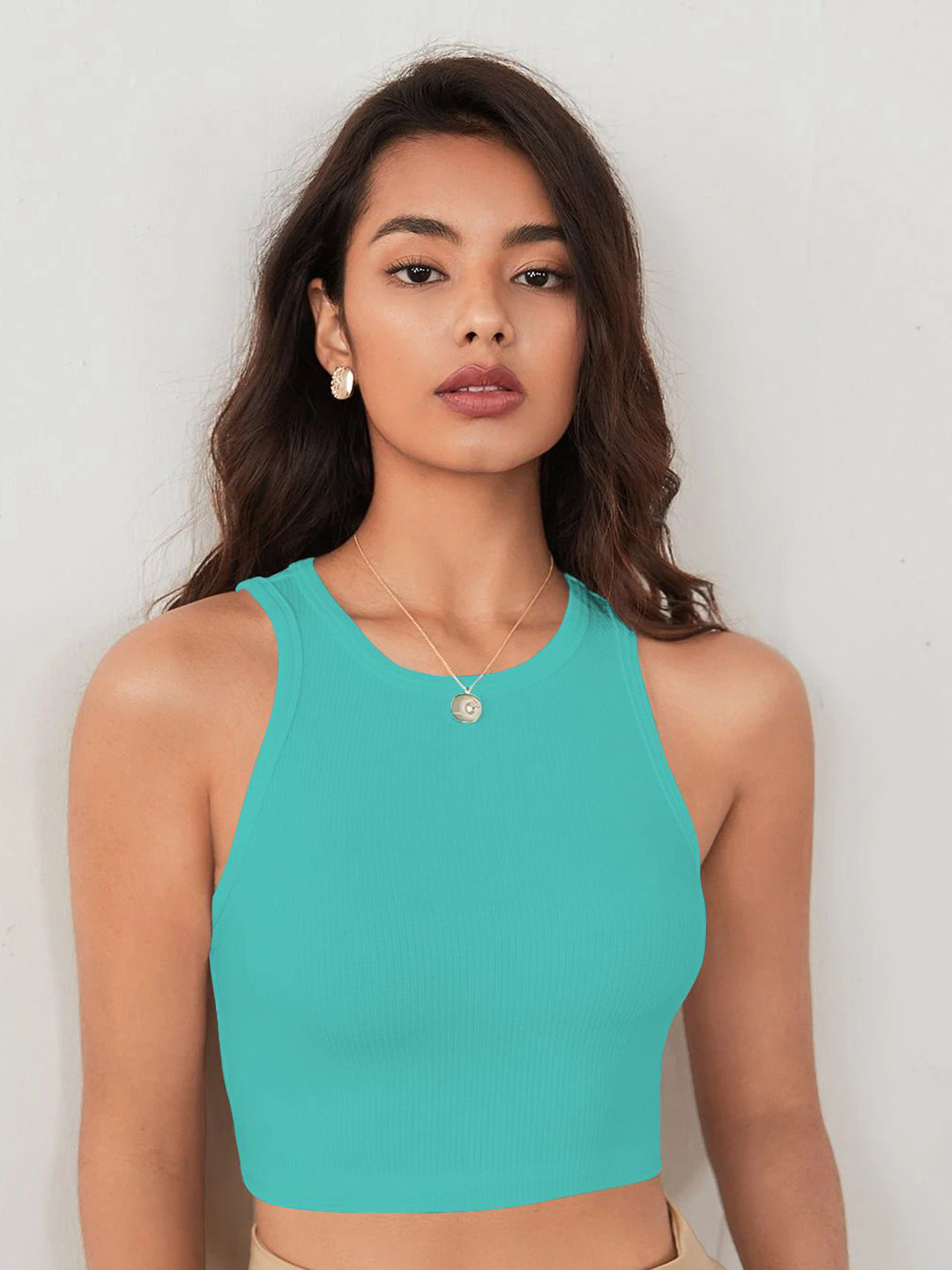 CILIMILI Women Classic Ribbed Round Neck Tank Crop Top