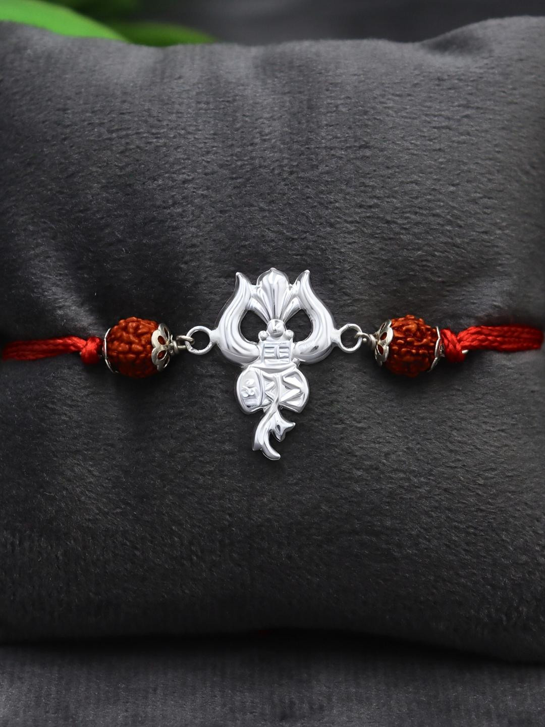 RANA SILVER RAKHI Silver Plated Trisul Thread Rakhi