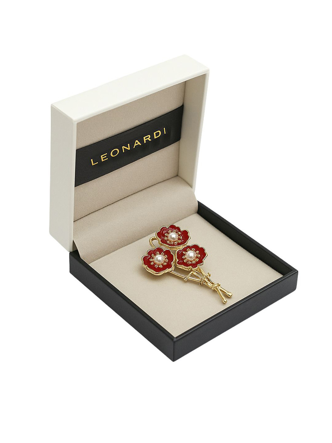 Leonardi Mens Floral Pearls Beaded Brooch