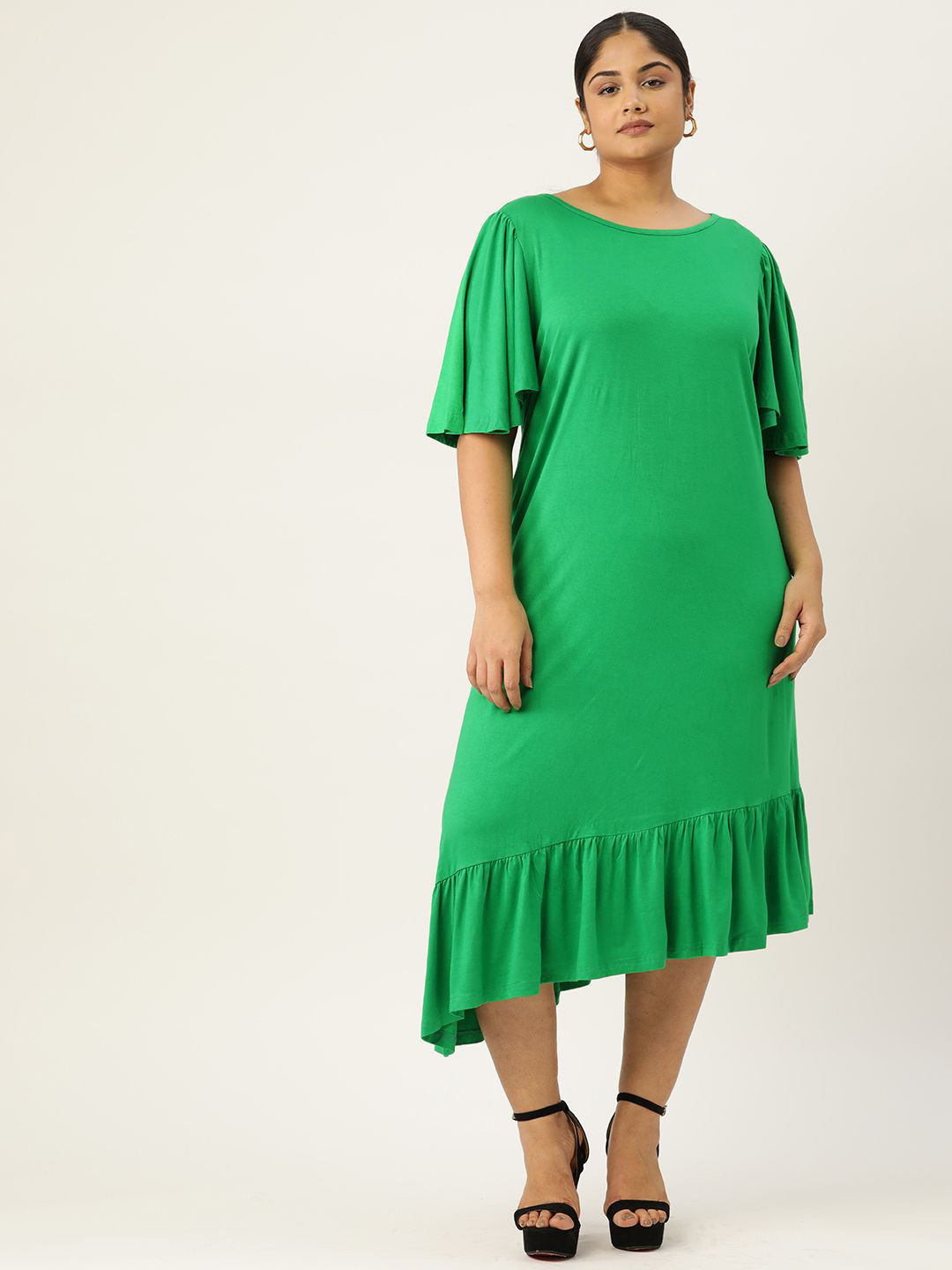 theRebelinme Flutter Sleeve A-Line Midi Dress