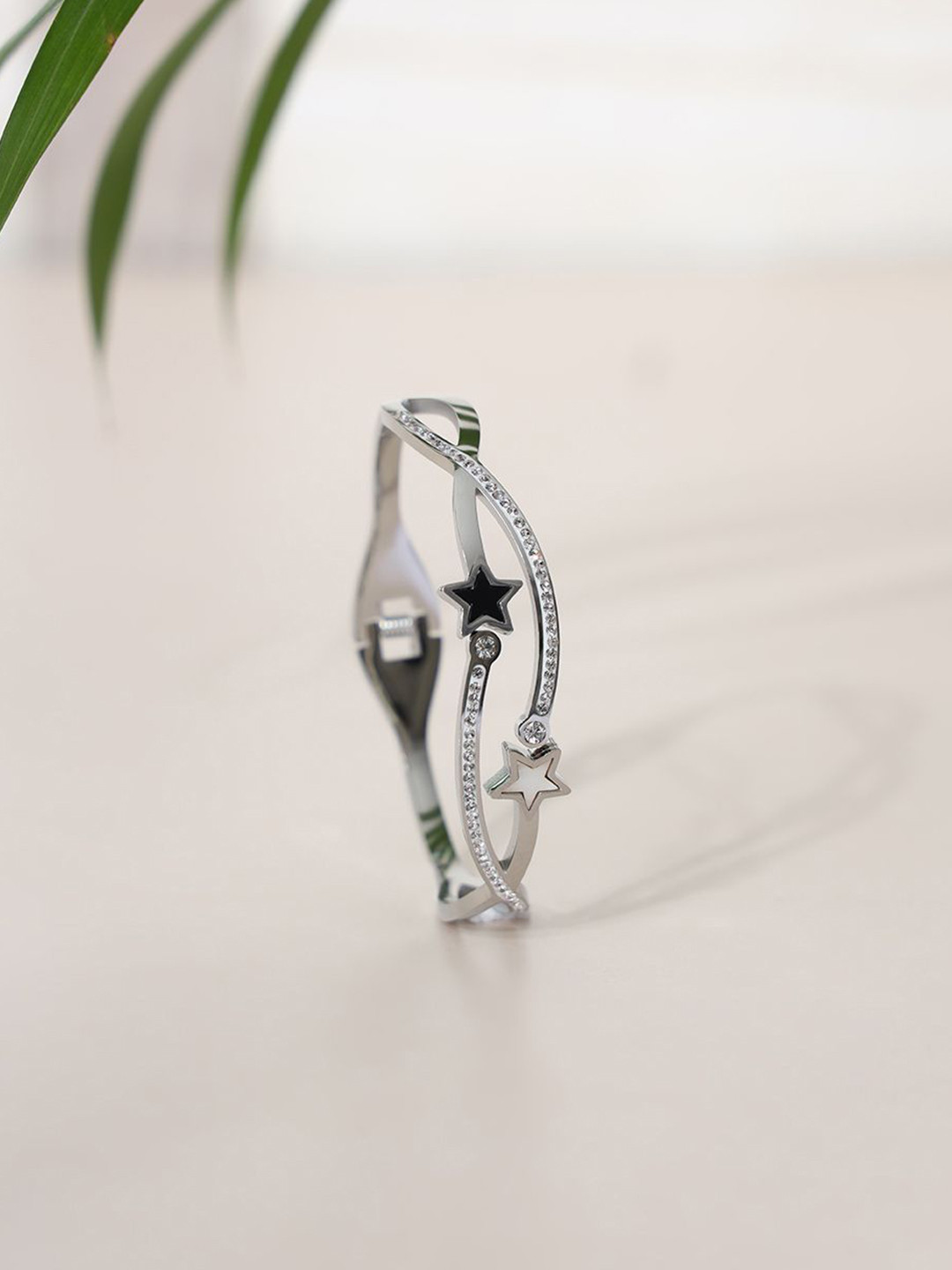 STYOLLO Silver-Plated Artificial Stone Anti Tarnish Bangle-Style Bracelet