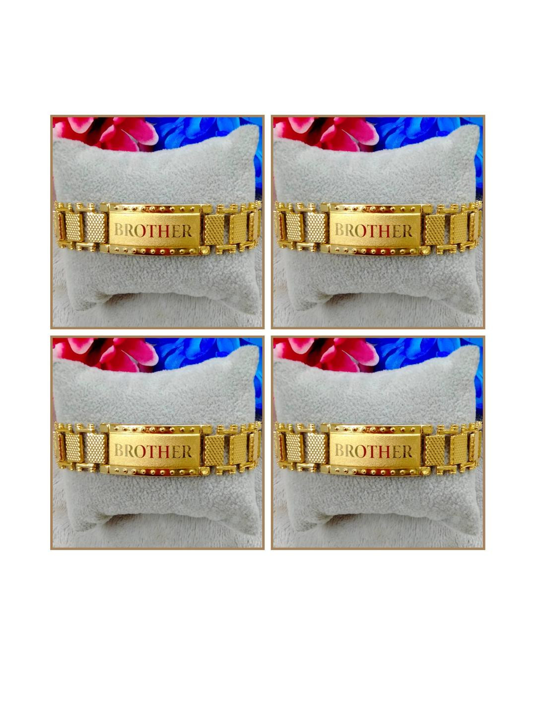 Shree enterprise Pack Of 4 Gold Toned Cuffed Brother Bracelet Rakhi