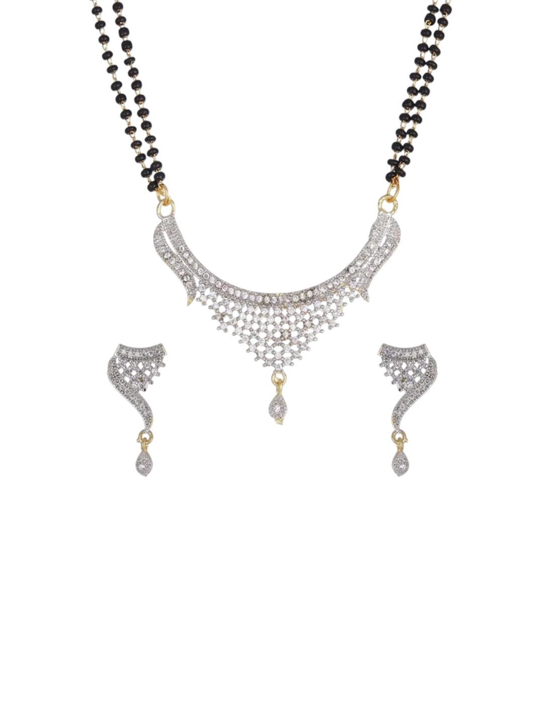 Palfrey Silver-Plated Artificial Stones Studded Mangalsutra