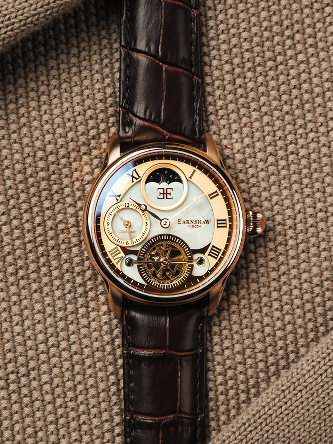 EARNSHAW Longitude Shadow Men Skeleton Dial Automatic Motion Powered Watch ES-8063-02