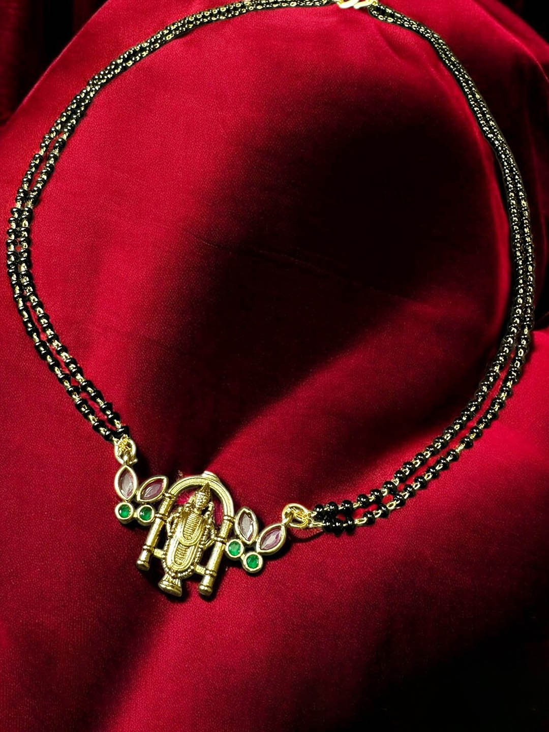 ASTHMANGALA Women Gold-Plated Artificial Beads Mangalsutra