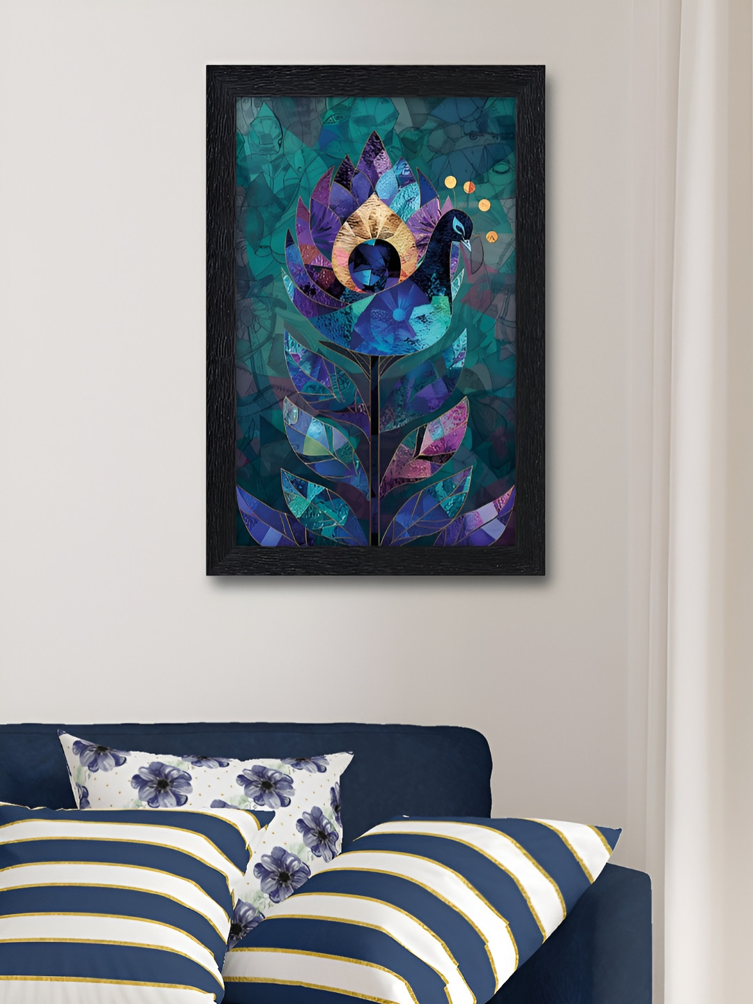 Myntra Elegant Homes Teal & Blue Abstract Wall Art