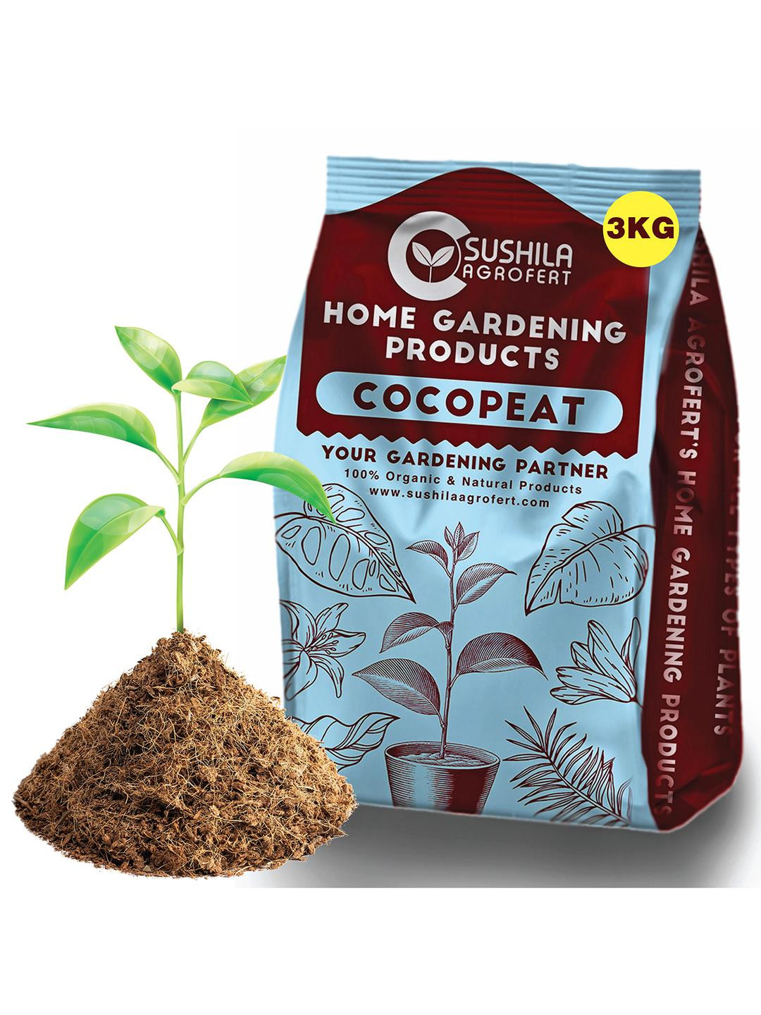 SUSHILA AGROFERT Brown Cocopeat Garden Accessories- 3kg