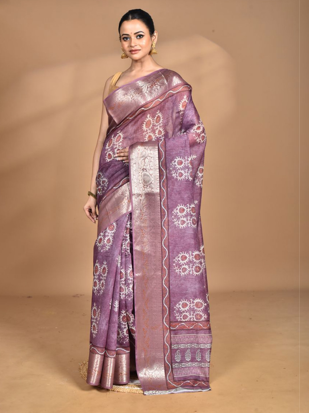 Morchari Ethnic Motifs Printed Chanderi Digital Print Saree