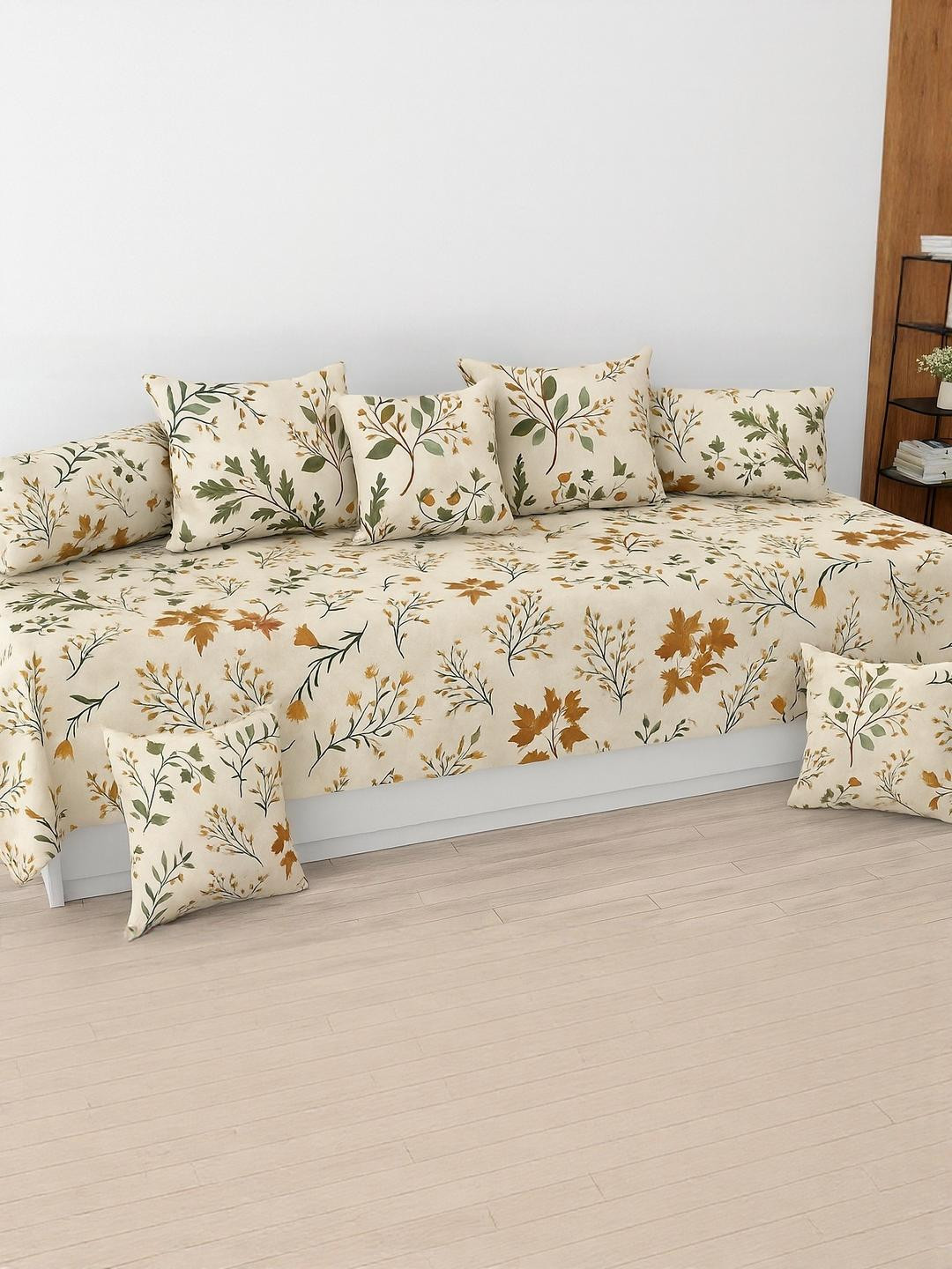 HIYANSHI HOME FURNISHING Set of 8 Bedsheet, Cushion Covers & Bolster Covers Diwan Set