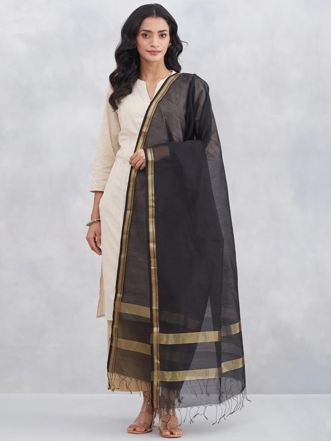 Fabindia Zari Work Cotton Silk Dupatta