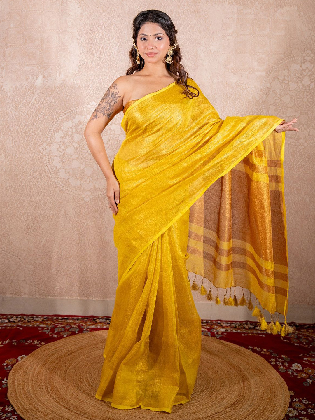 The Raksha Store Swara Saree with Zari Stripes