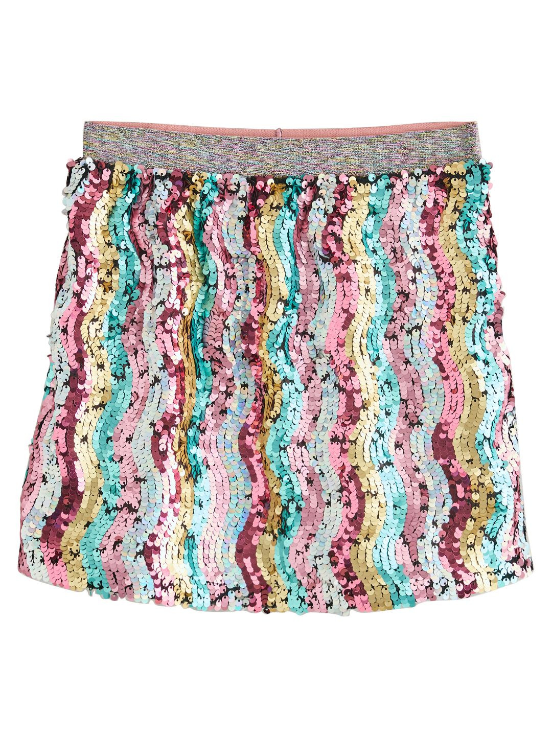 NEXT Girls Flip Sequins Embellished Striped Mini Skirt