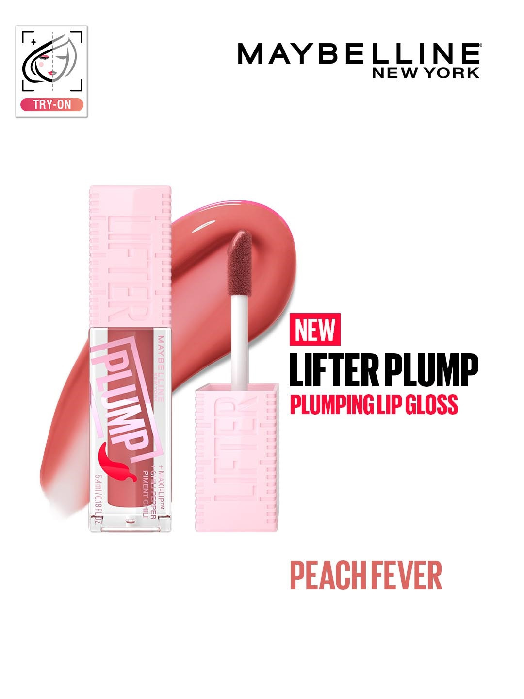 Maybelline New York Lifter Plump Long Lasting Lip Gloss 5 ml - Peach Fever 05