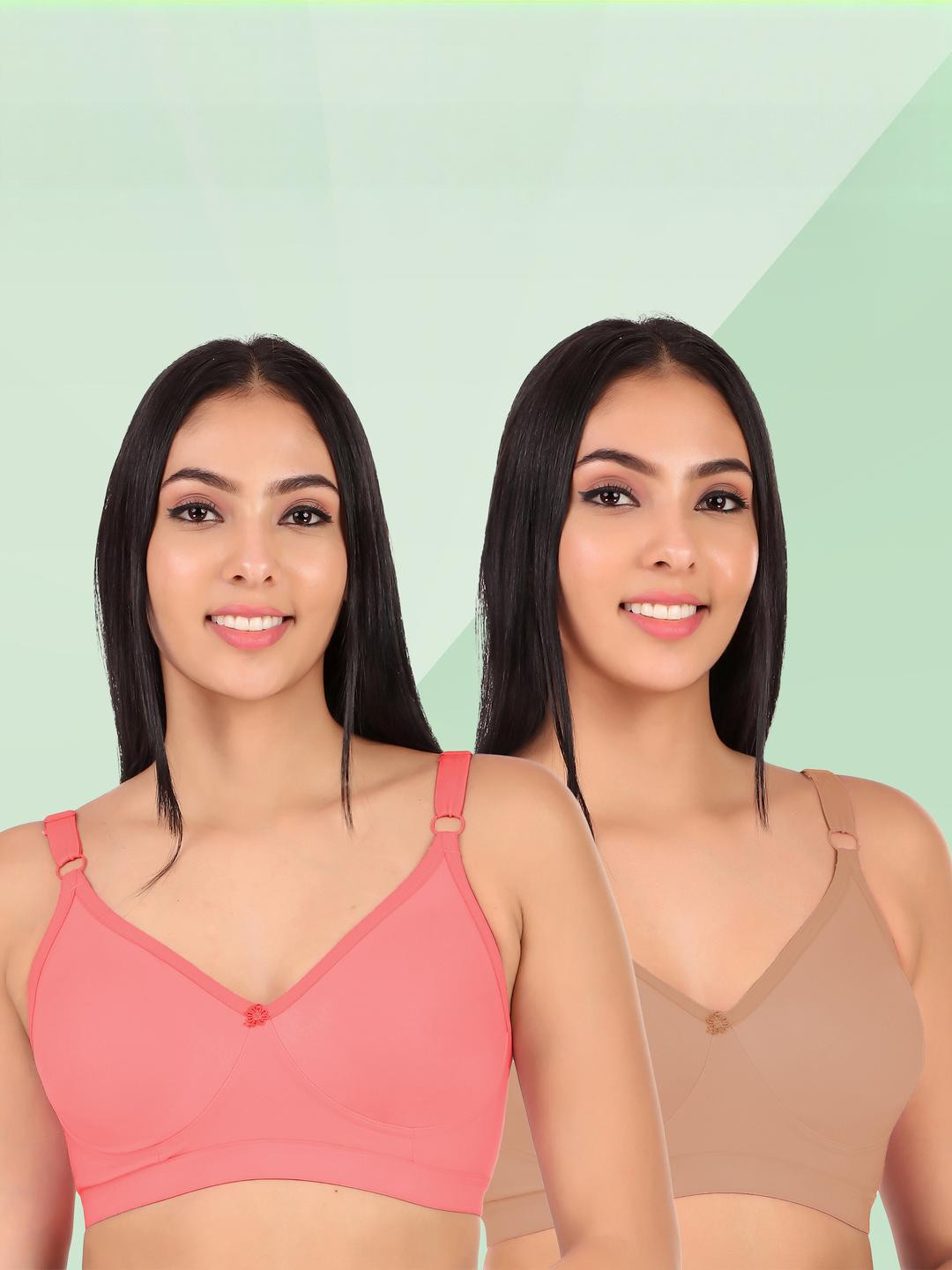 Clothonics Pack Of 2 Seamless Double Layerd T-shirt Bra