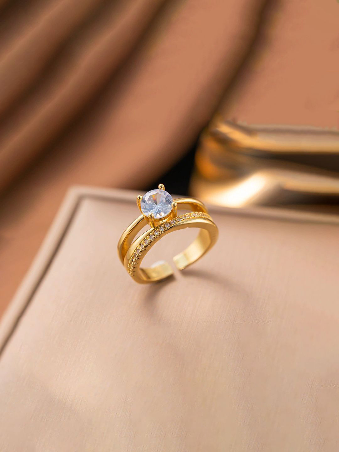 Designs & You Women Gold Plated Anti Tarnish Crystal Studded Ring