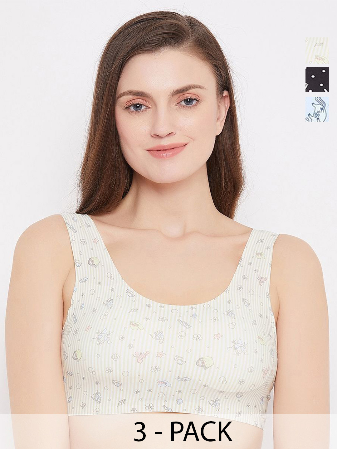 SECRETS BY ZEROKAATA Pack Of 3 Printed Lightly Padded Everyday Bras