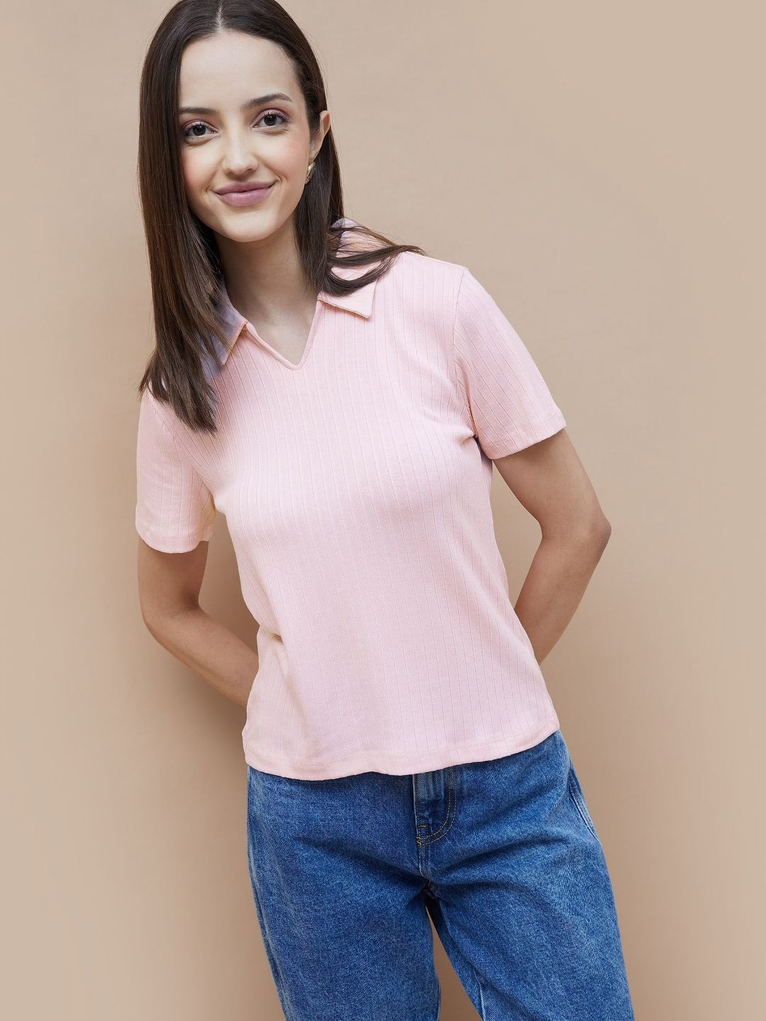 Fame Forever by Lifestyle Striped Polo Collar T-shirt