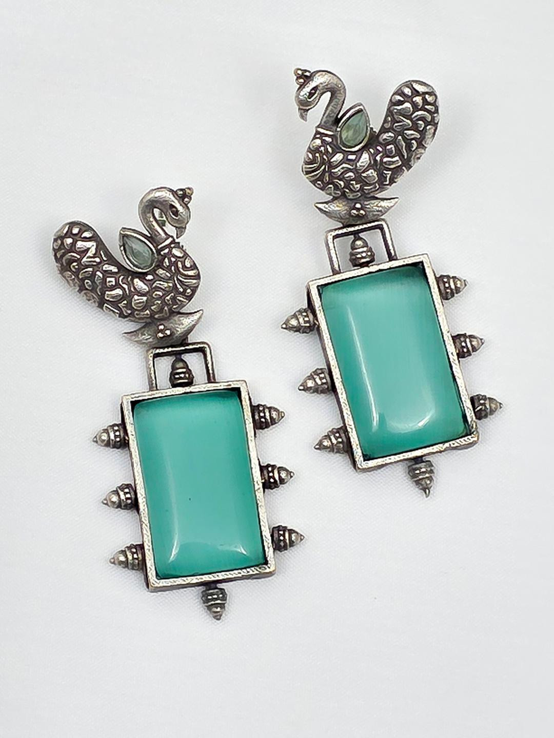 Oxy Jewels Peacock Design American Diamond Earrings